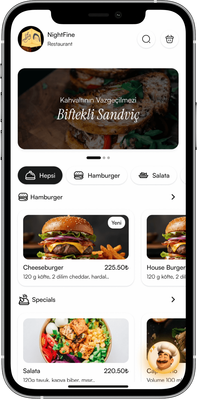 GGMenu Uygulama Görünümü